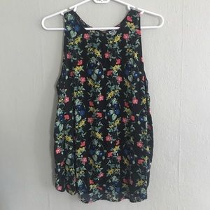 Old Navy Sleeveless Black Floral Top